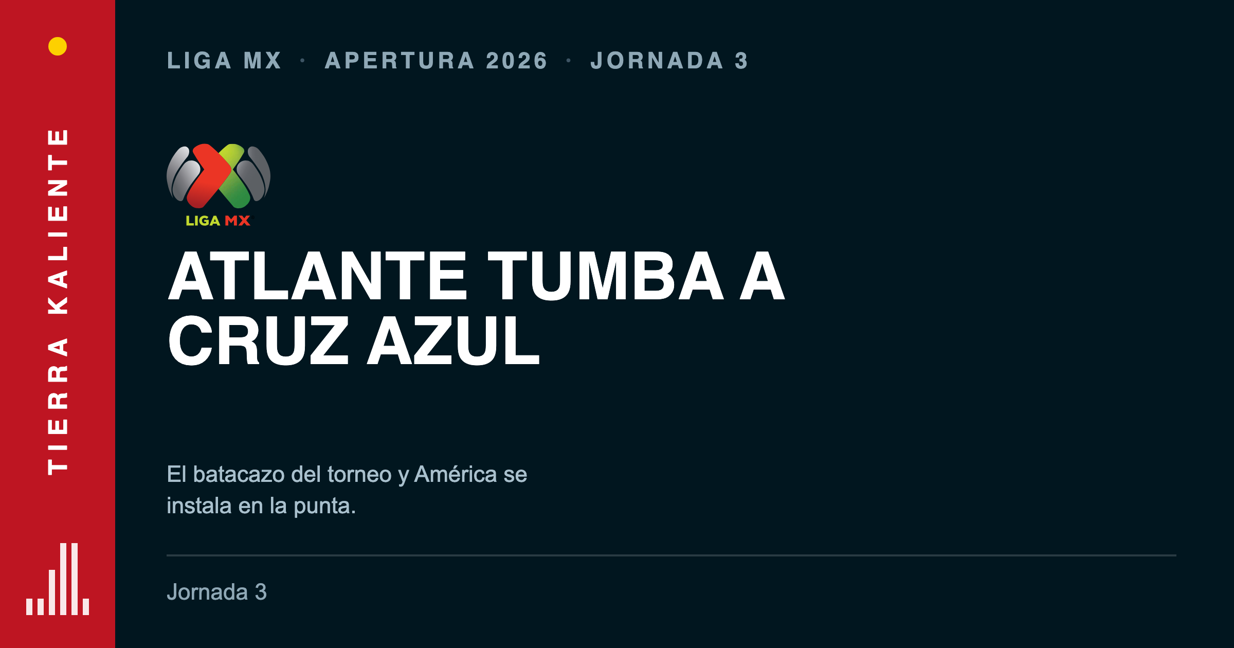 Resultados de la Jornada 3 del Apertura 2026 de Liga MX: Atlante vence a Cruz Azul, América toma la punta