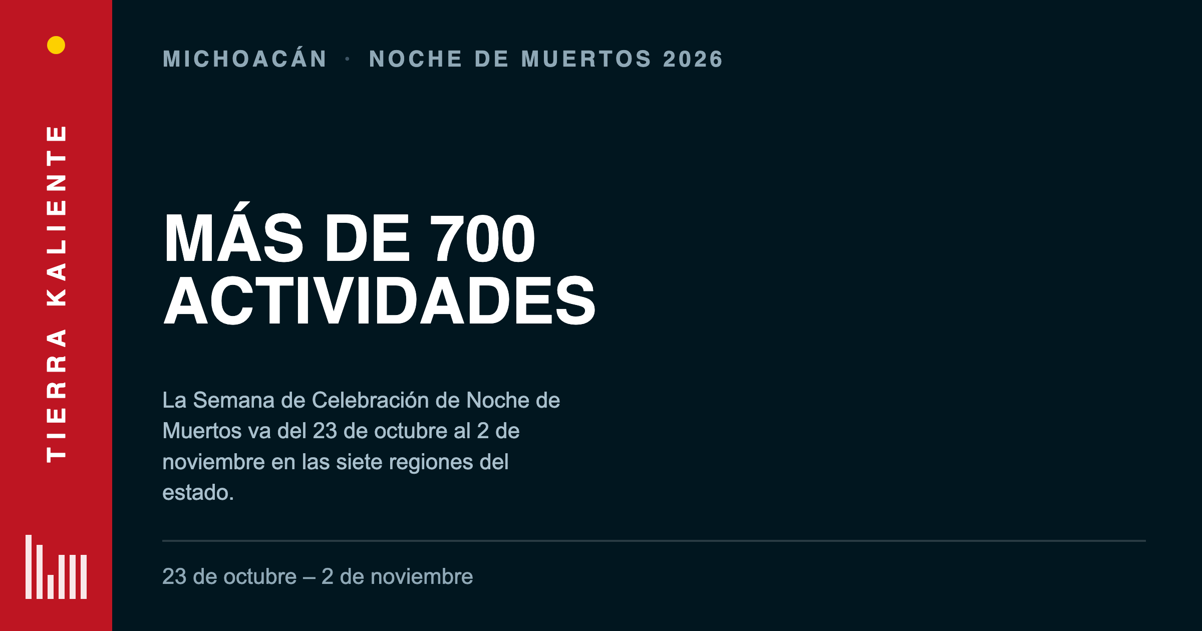 Michoacán presenta su Semana de Noche de Muertos 2026: más de 700 actividades del 23 de octubre al 2 de noviembre