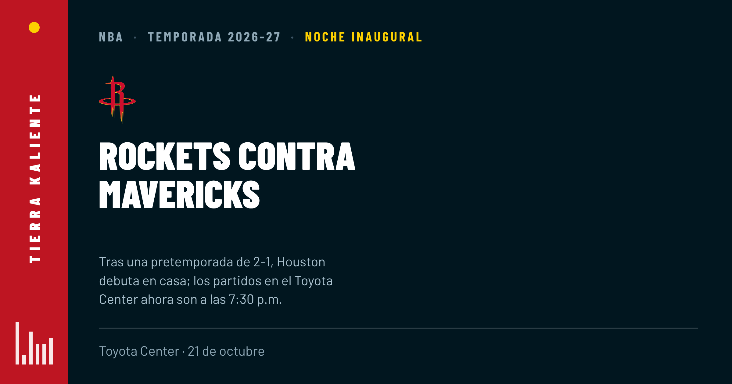 Rockets abren la temporada ante Mavericks: lo que dejó la pretemporada y lo que cambia en el Toyota Center